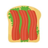 bröd med en sallad och bacon i toppen vektor