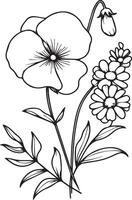 April Geburt Blume SVG. Geburt Monat Blume Zeichnung. Geburtstag Blume Clip Art. botanisch Zeichnung, Linie Kunst Süss Erbse Blume Zeichnung, Süss Erbse und Gänseblümchen Blume botanisch Clip Kunst vektor