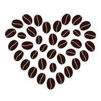 abstrakt Herz geformt Kaffee Bohnen im modisch braun Kaffee Tag Schöne Grüße Design Konzept Idee Aufkleber vektor