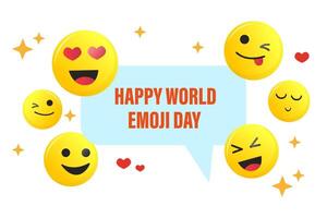 Lycklig värld emoji dag. 17 juli. baner. känslor. meddelande ikon vektor