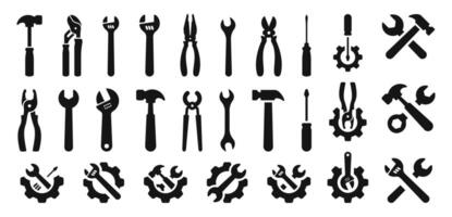Werkzeuge Sammlung. Werkzeug Symbol Satz. Arbeiten Werkzeug. Werkzeug Kit Symbole. Arbeiten Werkzeuge Satz. Werkzeuge und Getriebe vektor