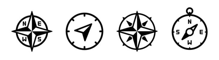 Kompass Symbole. Kompass Satz. Wind Rose Symbole. vektor