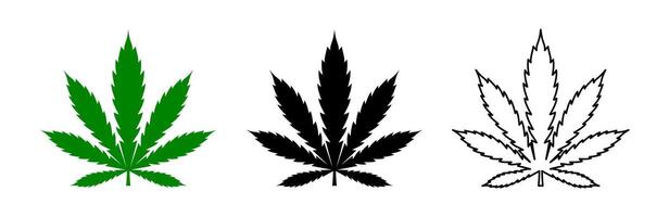 cannabis ikoner. cannabis, marijuana, ogräs löv. marijuana hampa. vektor