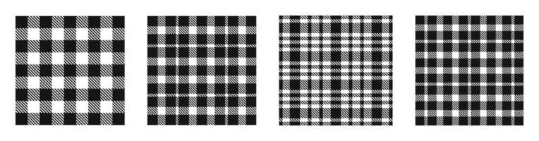 Plaid Symbole. Plaid Muster Satz. Holzfäller Plaid nahtlos Muster Sammlung. Flanell Hemd Muster. vektor