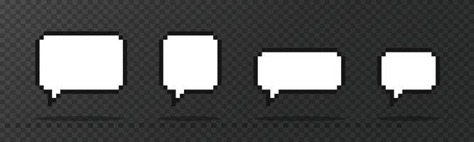 Pixel Rede Blasen. Plaudern Rede oder Dialog. einstellen von leeren pixelig Rede Blasen. vektor