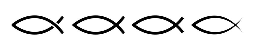 kristen fisk symboler. kristen religion symboler. kristen ikon uppsättning. kristen fisk ikoner vektor
