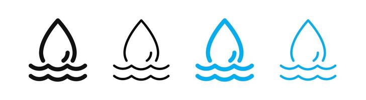 Wasser fallen und Wellen. Wasser Welle Symbole. Welle Symbol Satz. Wasser fallen Symbol. vektor