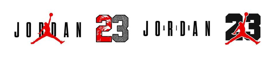 Nike Luft Jordan Marke Logo Sammlung. Luft Jordan Symbol Satz. Riwne, Ukraine - - November 20, 2023 vektor