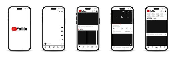 Youtube Ansökan gränssnitt. Youtube mockup. Youtube skärm social media och social nätverk gränssnitt mall. vektor