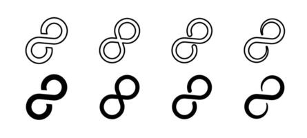 oändlighet ikon uppsättning. oändlighet symbol. oändlighet, evighet, oändlig, ändlös symboler. oändlighet ikoner vektor