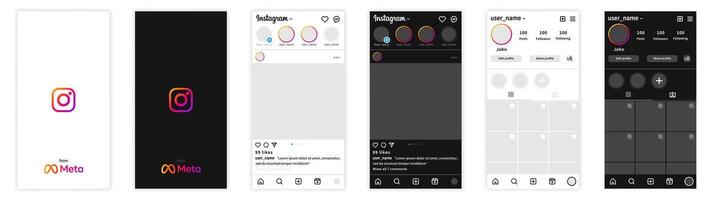 Instagram gränssnitt mallar. Instagram mockups. social nätverk gränssnitt. Instagram begrepp vektor
