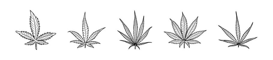 Cannabis Symbole. Marihuana Symbole. Cannabis Pflanzen vektor