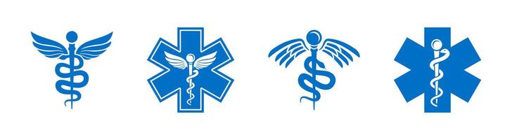 caduceus ikoner. medicinsk orm logotyp. medicin ikoner. medicinsk symboler. apotek logotyper. vektor