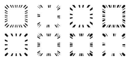 Sunburst Grenzen Satz. radial Frames Sammlung. Rahmen Symbole. vektor