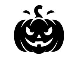 svart silhuett av halloween pumpa. konst. nyckfull Pumpalykta med en hotfull flin. isolerat på vit bakgrund. begrepp av halloween, festlig dekor, höst firande, läskigt symbol. ikon vektor