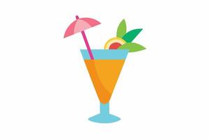 erfrischend tropisch Cocktail isoliert auf Weiß Oberfläche. beschwingt Obst trinken. Konzept von Sommer- Getränke, exotisch Getränke, Freizeit. Design Element. drucken. Grafik Illustration. vektor