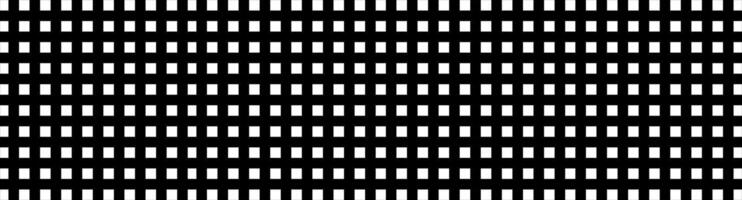 schwarz und Weiß Gitter Muster. monochromatisch Platz Netz. perfekt ausgerichtet Quadrate im wiederholbar Muster. breit Banner. geometrisch Hintergrund, Digital Hintergrund. optisch Illusion. Rhythmus und Balance vektor