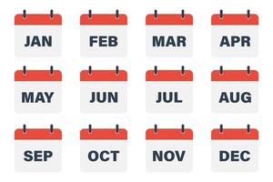 kalender månad ikon uppsättning enkel grundläggande design vektor