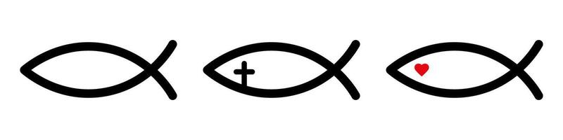 kristen fisk ikon uppsättning grundläggande enkel design vektor