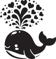 der Natur Romantik Wal mit herzförmig Wasser Spritzen vektor