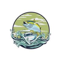 Thunfisch Boot Angeln Illustration Logo vektor