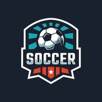 fotboll logotyp med boll element, elegant fotboll logotyp. modern fotboll fotboll bricka logotyp mall design vektor