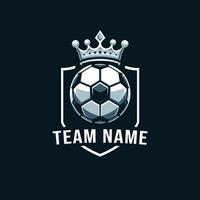 Fußball Logo mit Ball und Krone Element , elegant Fußball Logo. modern Fußball Fußball Abzeichen Logo Vorlage Design vektor