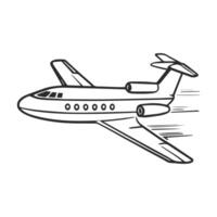 einfach linear schwarz Tinte Hand gezeichnet Flugzeug. skizzieren Gliederung Illustration. vektor