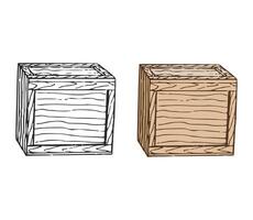 trä- låda i årgång stil. svartvit och Färg vetioner. vektor