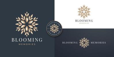 luxuriöses Logodesign mit blühenden Blumen vektor