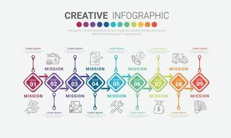 Infografik-Designelemente für Ihr Unternehmen mit 9 Optionen vektor