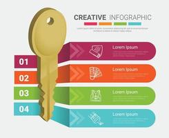 Infografik-Schlüsseldesign-Vorlage für das Präsentationsgeschäft. vektor