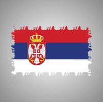 serbien flagge mit aquarell gemaltem pinsel vektor