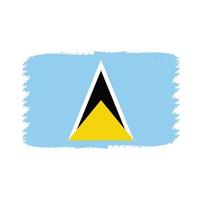 St. Lucia-Flagge mit Aquarell gemaltem Pinsel vektor