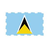 St. Lucia-Flagge mit Aquarell gemaltem Pinsel vektor