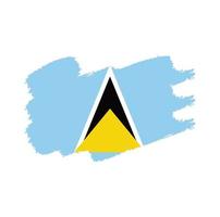 St. Lucia-Flagge mit Aquarell gemaltem Pinsel vektor