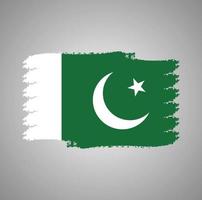 Pakistanische Flagge mit Aquarell gemaltem Pinsel vektor