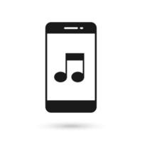 mobiltelefon platt design med melodi tecken. vektor