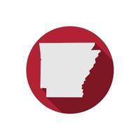 Arkansas State Circle Karte mit langem Schatten vektor