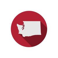 Washington State Map Kreis mit langem Schatten vektor