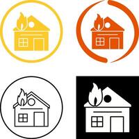 einzigartig Haus auf Feuer Symbol Design vektor