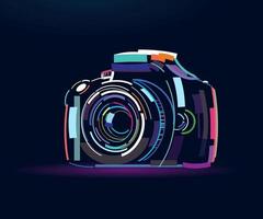 Fotokamera, abstrakte, farbenfrohe Zeichnung, digitale Grafiken. Vektor-Illustration von Farben vektor