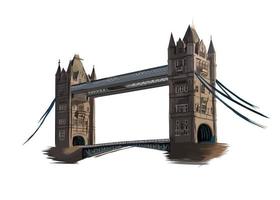 tower bridge i london, färgteckning, realistisk. vektor illustration av färger
