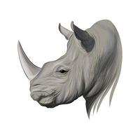 porträtt av noshörningshuvud, noshörning, färgteckning, realistisk. vektor illustration av färger