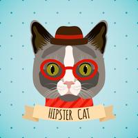 Hipster kattporträtt vektor