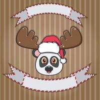 söt panda huvud med jul hatt. tom etikett och banner. karaktär, maskot och ikon. vektor
