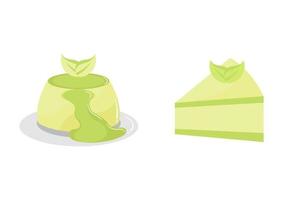 illustration av tårta och pudding med smak av grönt te vektor