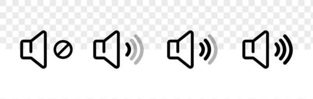 ikonuppsättning för ljudvolym. högtalarsymbol isolerad med svart färg. volymkontroll. vektor