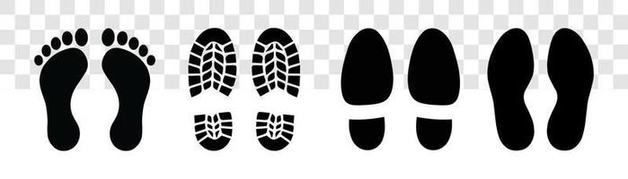 Fußabdruck-Vektor-Sammlung. Fußabdruck-Silhouette. einfache fußabdrücke setzen vektor
