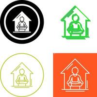 Yoga beim Zuhause Symbol Design vektor